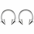 thumbnail image 1 of Pair of 2 Circular Horseshoe Barbells Surgical Steel for Eyebrow, Septum, Tragus, Cartilage and More 16g 3mm Cone Choose Your Size, 1 of 5