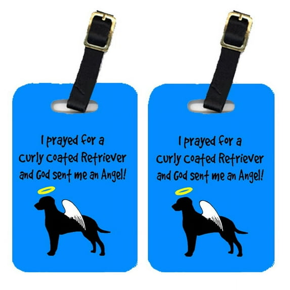 Pair of 2 Curly Coated Retriever Luggage Tags