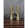 thumbnail image 1 of Hussain Crafts 2-Light Elegant Brass Double-Cone Mid-Century Wall Sconces with Crystal Glass, 1 of 3
