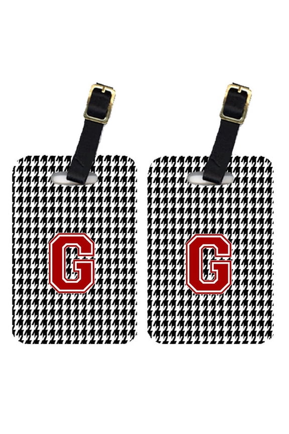 Pair of 2 Monogram - Houndstooth Black Initial G Monogram Initial Luggage Tag