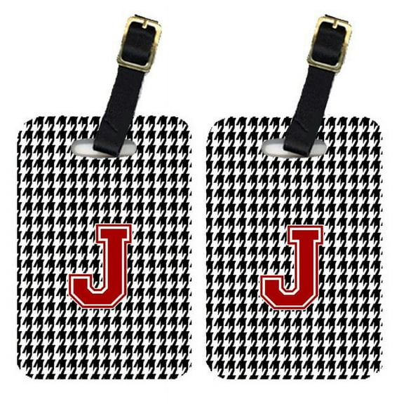 Pair of 2 Monogram - Houndstooth Black Initial J Monogram Initial Luggage Tag