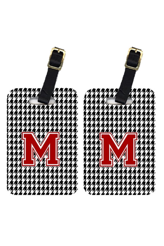Pair of 2 Monogram - Houndstooth Black Initial M Monogram Initial Luggage Tag