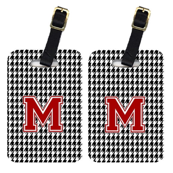 Pair of 2 Monogram - Houndstooth Black Initial M Monogram Initial Luggage Tag
