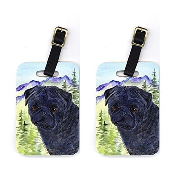 Pair of 2 Pug Luggage Tags