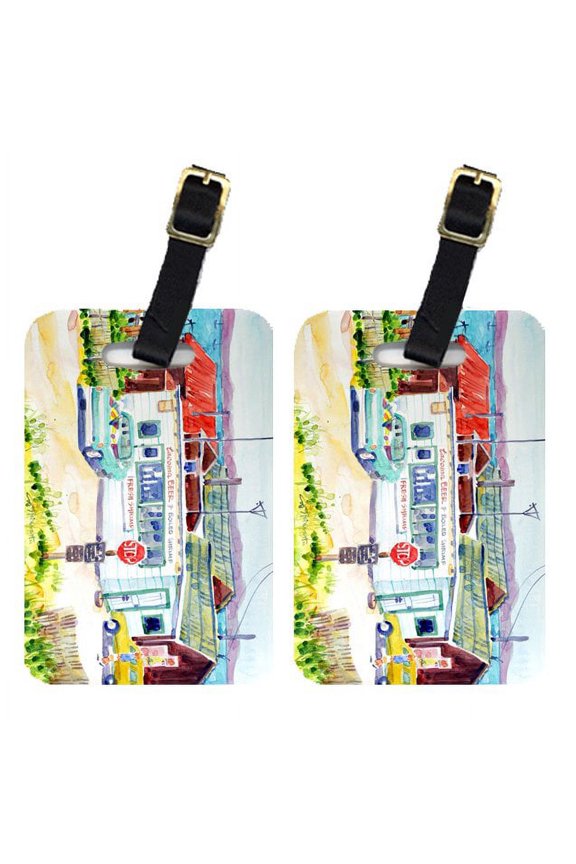 Pair of 2 Seafood Shack for fresh shrimp Luggage Tags