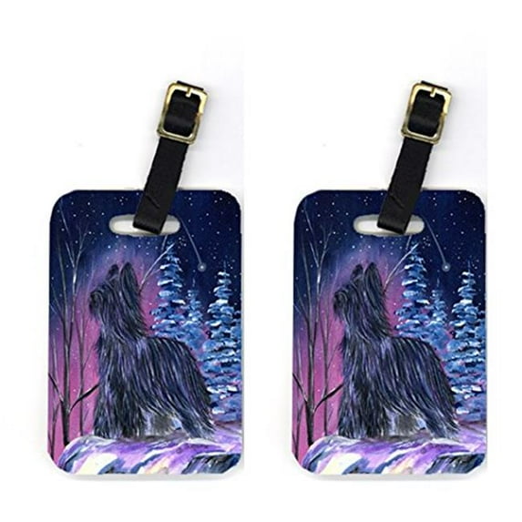 Pair of 2 Starry Night Briard Luggage Tags