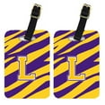thumbnail image 1 of Pair of 2 Tiger Stripe - Purple Gold Letter Monogram Initial Luggage Tags, 1 of 1