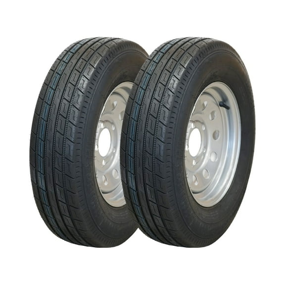 Pair of (2) Trailquest 13" 6 ply Radial Trailer Tire & Wheel - ST 175/80R13 - 5x4.5 Bolt Pattern (Silver Mod)
