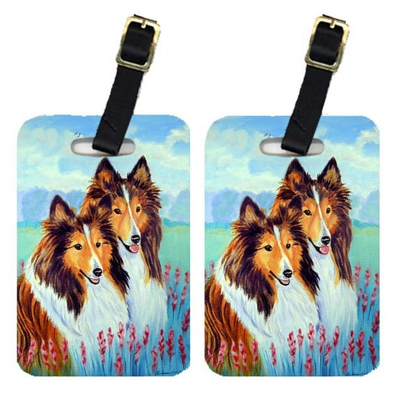 Pair of 2 Two Sable Shelties Luggage Tags