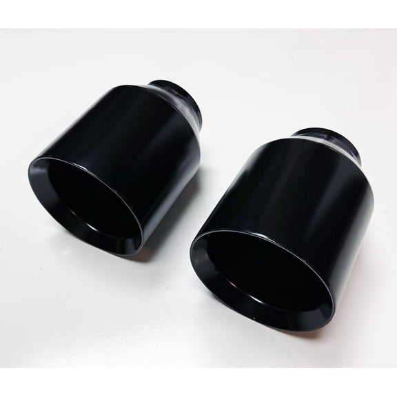 Pair of 5" Straight Cut Black Exhaust Tips 3" Inlet Fits Chevy Corvette C6 05-13