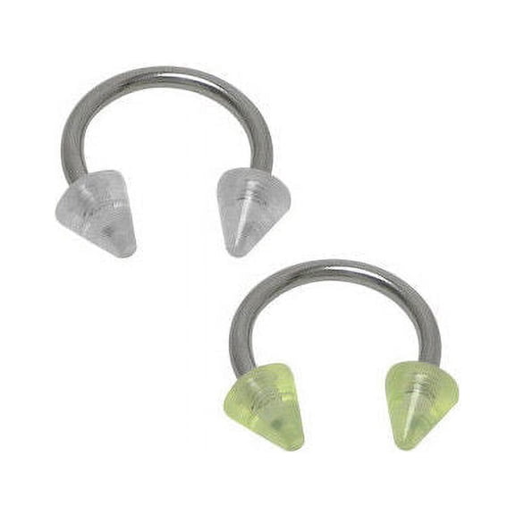 Pair of Acrylic Spike Bead Horseshoe Rings in 2 colors