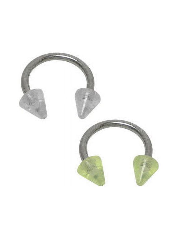 Pair of Acrylic Spike Bead Horseshoe Rings in 2 colors