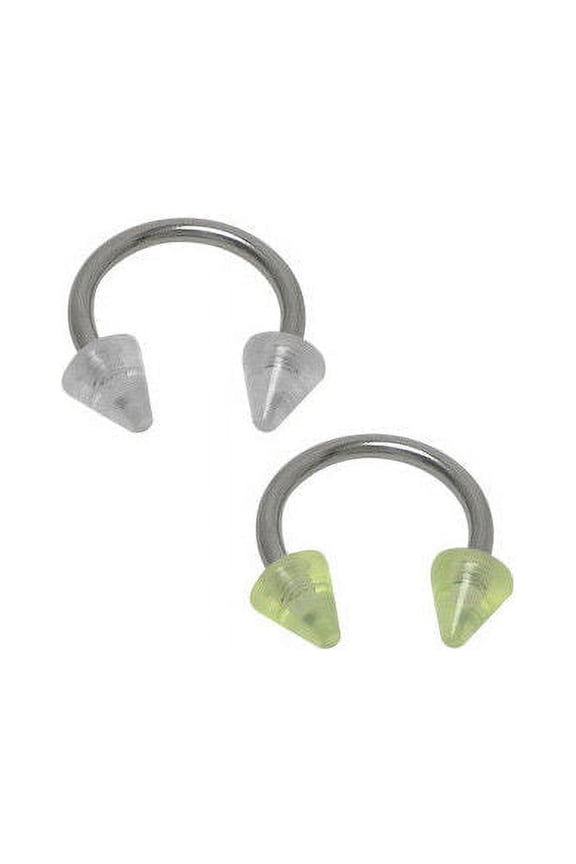 Pair of Acrylic Spike Bead Horseshoe Rings in 2 colors