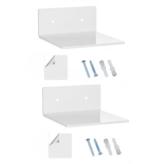 Pair of Acrylic Wall Mount Shelves Space Efficient Home Decoration for Displaying Photos Books and Artwork