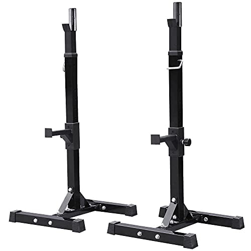 Pair of Adjustable Squat Rack Standard 44-70 Inch Barbell Rack, Solid Steel Squat Stands Bench Press Storage Home Gym Portable Dumbbell Stands