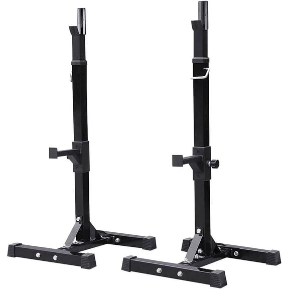Pair of Adjustable Squat Rack Standard 44-70 Inch Barbell Rack, Solid Steel Squat Stands Bench Press Storage Home Gym Portable Dumbbell Stands