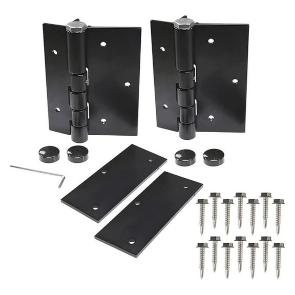 Pair of Aluminum Black Self-Closing Fence Gate Hinges for Aluminum | Vinyl | Iron | Wood Gates (Black)