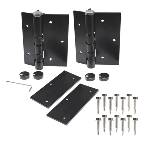 Pair of Aluminum Black Self-Closing Fence Gate Hinges for Aluminum | Vinyl | Iron | Wood Gates (Black)