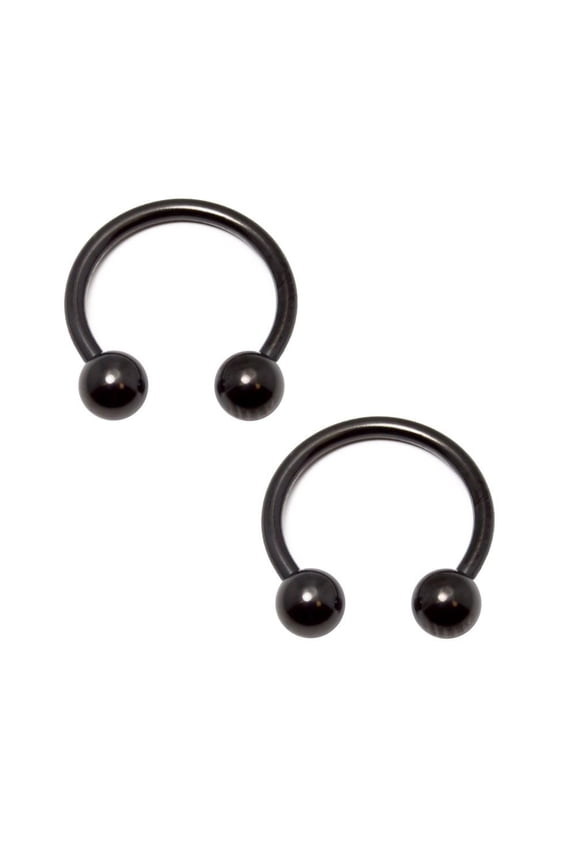 Pair of Black I.P. Coated 14 Gauge 316L Surgical Steel Horseshoe Rings