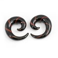 thumbnail image 1 of Pair of Black & Red Glass Tapers Stripe Spiral Design, 1 of 23