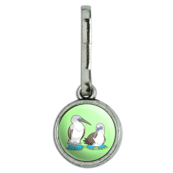 Pair of Blue Footed Boobies Antiqued Charm Clothes Purse Suitcase Backpack Zipper Pull Aid