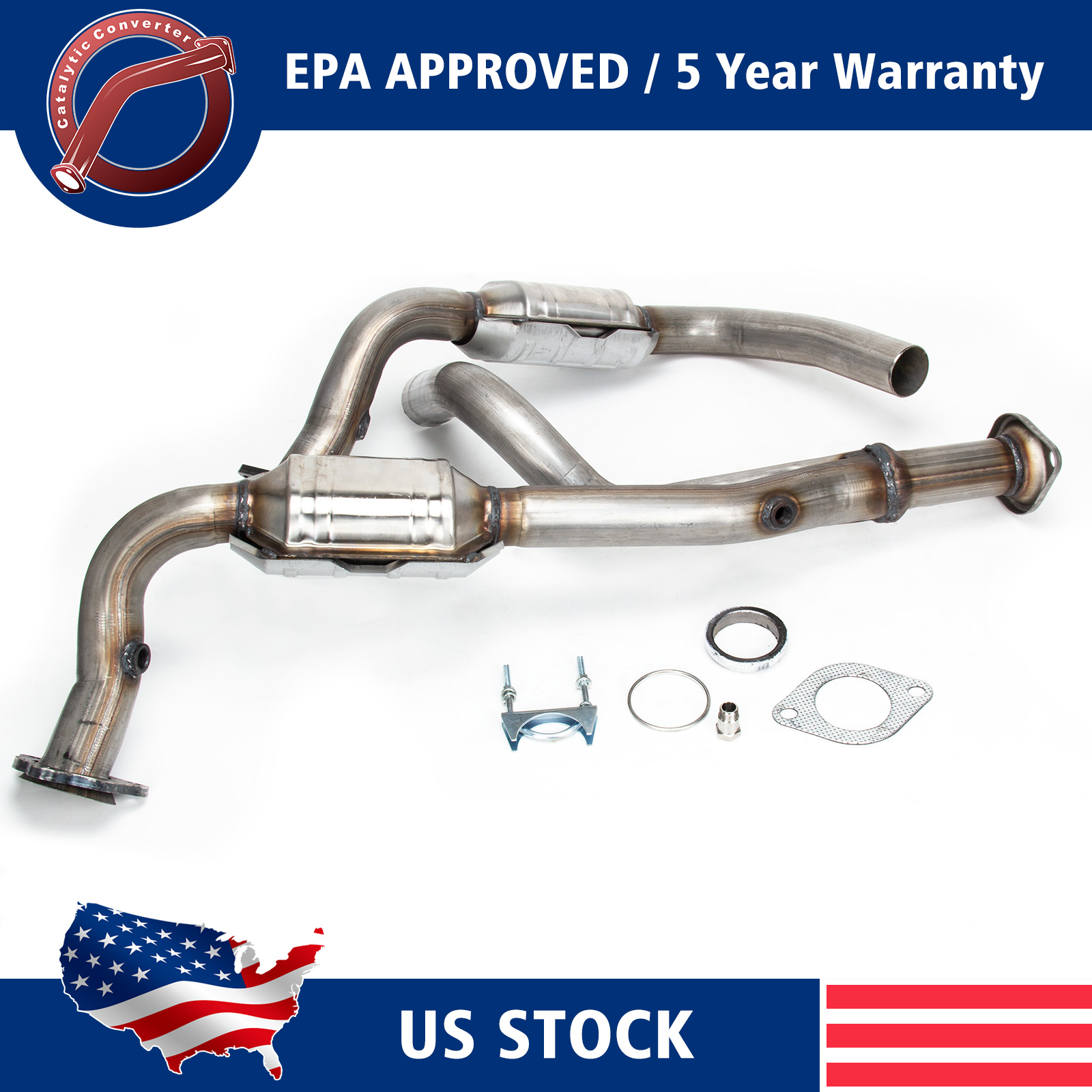 Pair of Both Catalytic Converter w/ Gaskets For 9907 Chevy Silverado GMC Sierra