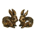 thumbnail image 1 of Pair of Brass Metal Copper Rabbit Statue, 1 of 3