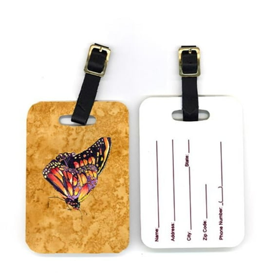 Pair of Butterfly on Gold Luggage Tag