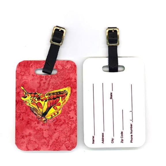 Pair of Butterfly on Red Luggage Tag