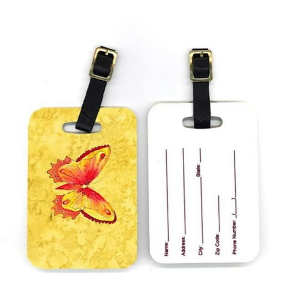 Pair of Butterfly on Yellow Luggage Tag