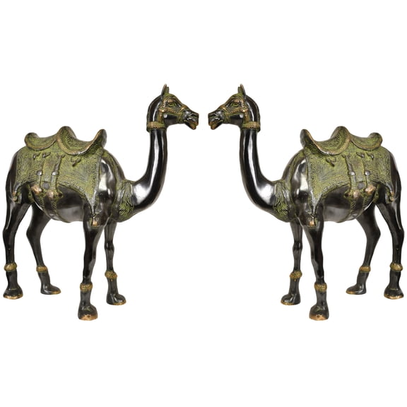 Pair of Camel Figurines - The Ship of Desert - Brass Statue