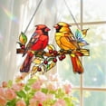 thumbnail image 1 of Pair of Cardinals Acrylic Suncatcher on Branch with Berries Bird Window Hanging Autumn Nature Scene Home Decoration Gift, 1 of 7