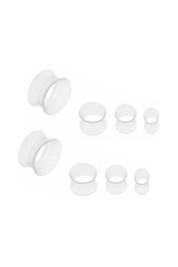 Pair of Clear Ear tunnel Flexible, Hypoallergenic, Multiple Gauges Available