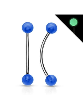 Tongue Piercing snake Eyes 16g Curved Barbell with 4mm Solid balls Pack of  2 