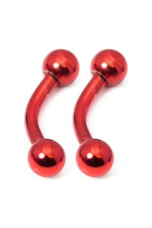 Pair of Curved Barbells Micro Size 16G - 1/4" w/ 3mm Ball Eyebrow Rook Tragus