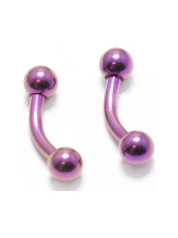 Pair of Curved Barbells Micro Size 16G - 1/4" w/ 3mm Ball Eyebrow Rook Tragus