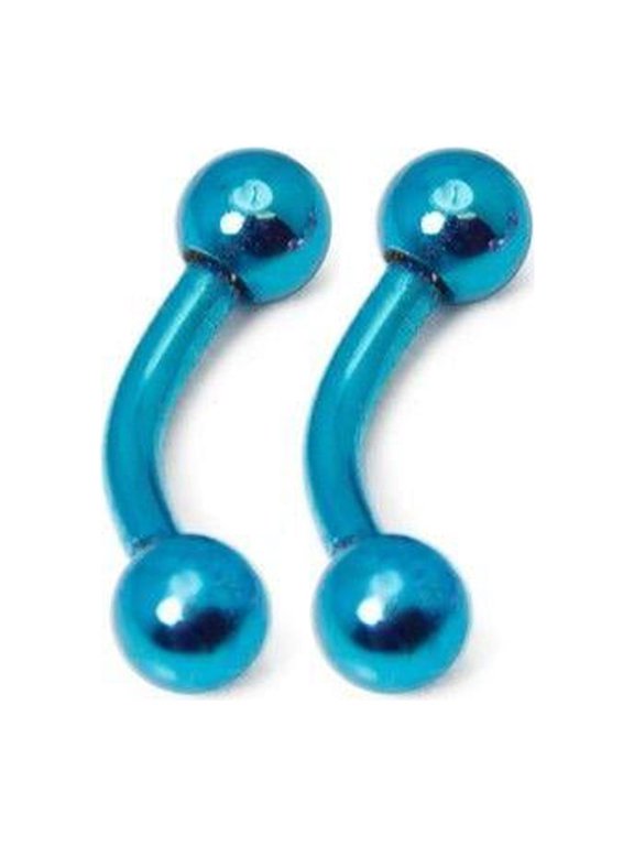 Pair of Curved Barbells Micro Size 16G - 1/4" w/ 3mm Ball Eyebrow Rook Tragus