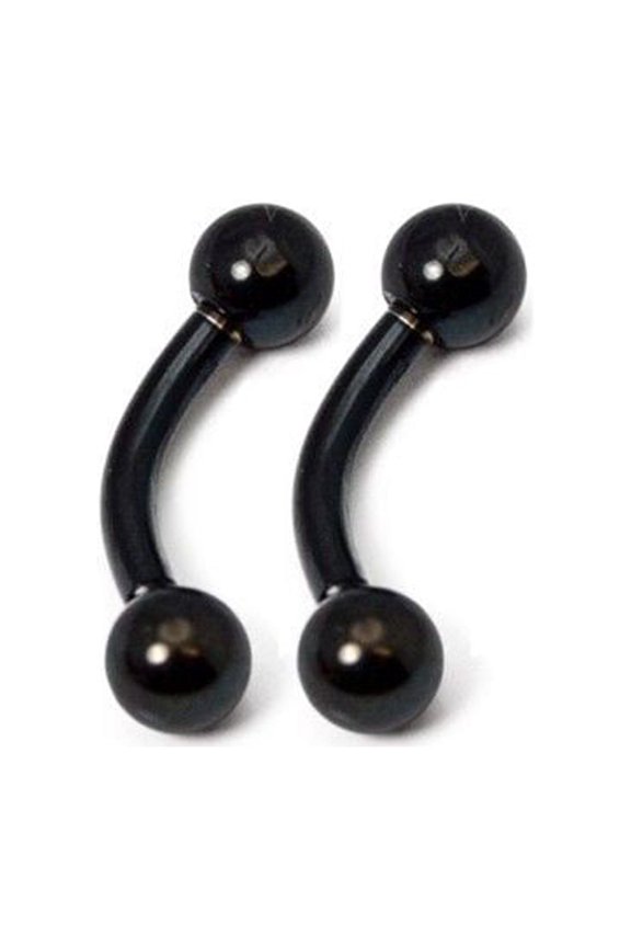 Pair of Curved Barbells Micro Size 16G - 1/4" w/ 3mm Ball Eyebrow Rook Tragus