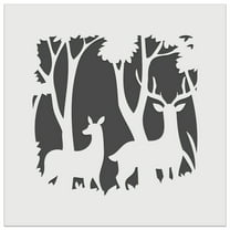 Pair of Deer Silhouette in Forest DIY Cookie Wall Craft Stencil - 5.5 Inch