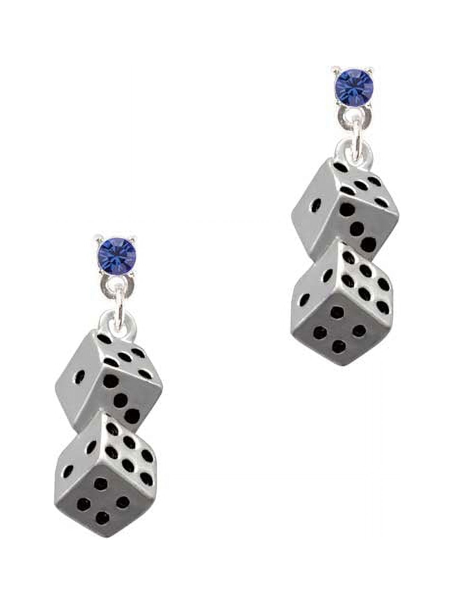 Pair of Dice Blue Crystal Post Earrings