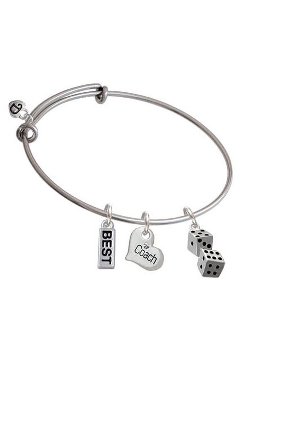 Pair of Dice Coach Heart Expandable Bangle Bracelet