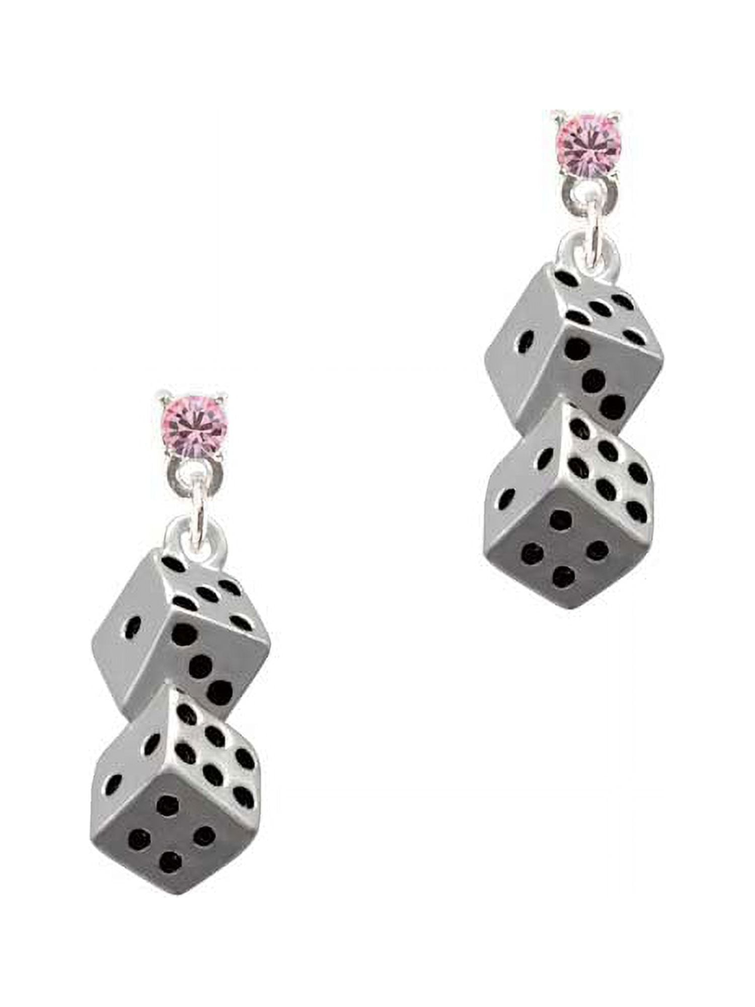 Pair of Dice Light Pink Crystal Post Earrings