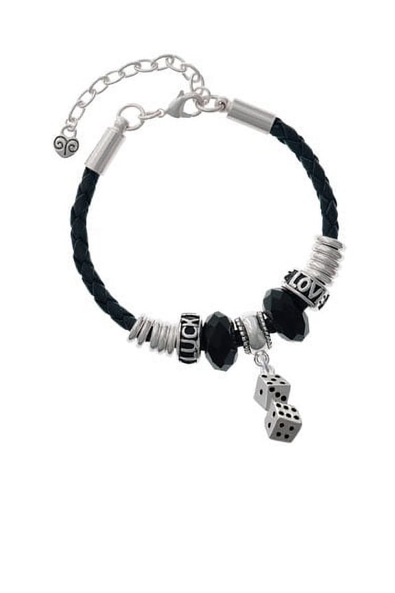 Pair of Dice Love Luck Leather Bracelet