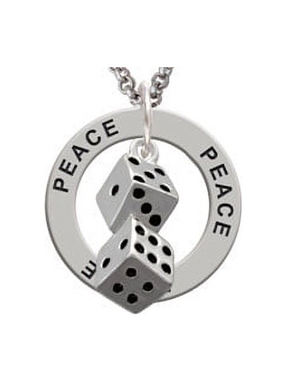 Pair of Dice Peace Affirmation Ring Necklace
