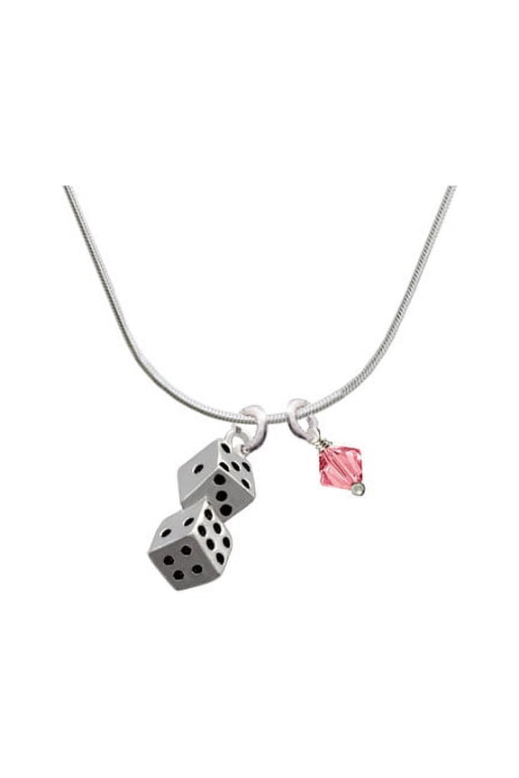 Pair of Dice - Pink Bicone Crystal Necklace