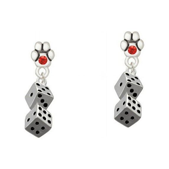 Pair of Dice - Red Crystal Paw Earrings