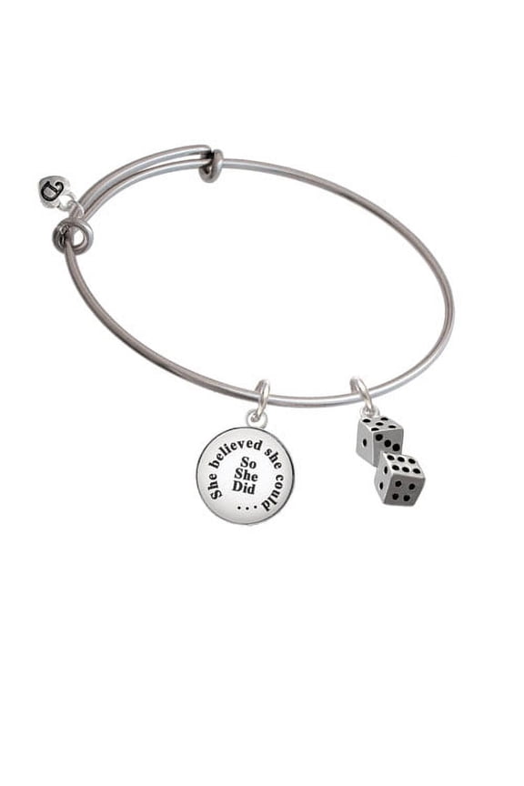 Pair of Dice She Believed She Could Bangle Bracelet