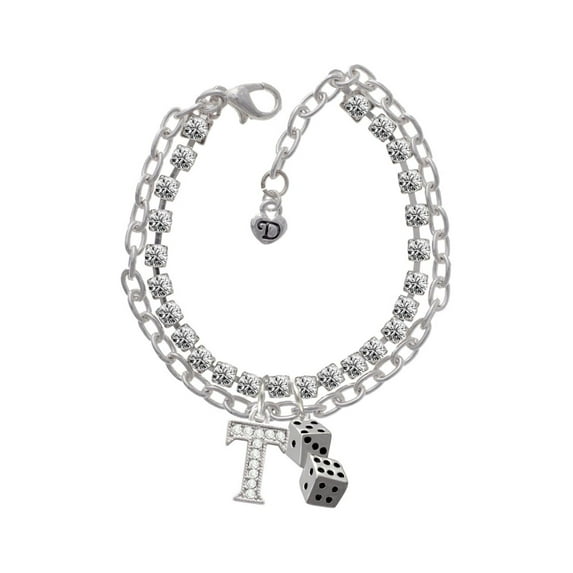 Pair of Dice -T- Double Strand Madison Charm Bracelet