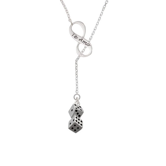 Pair of Dice Te Amo Infinity Lariat Necklace
