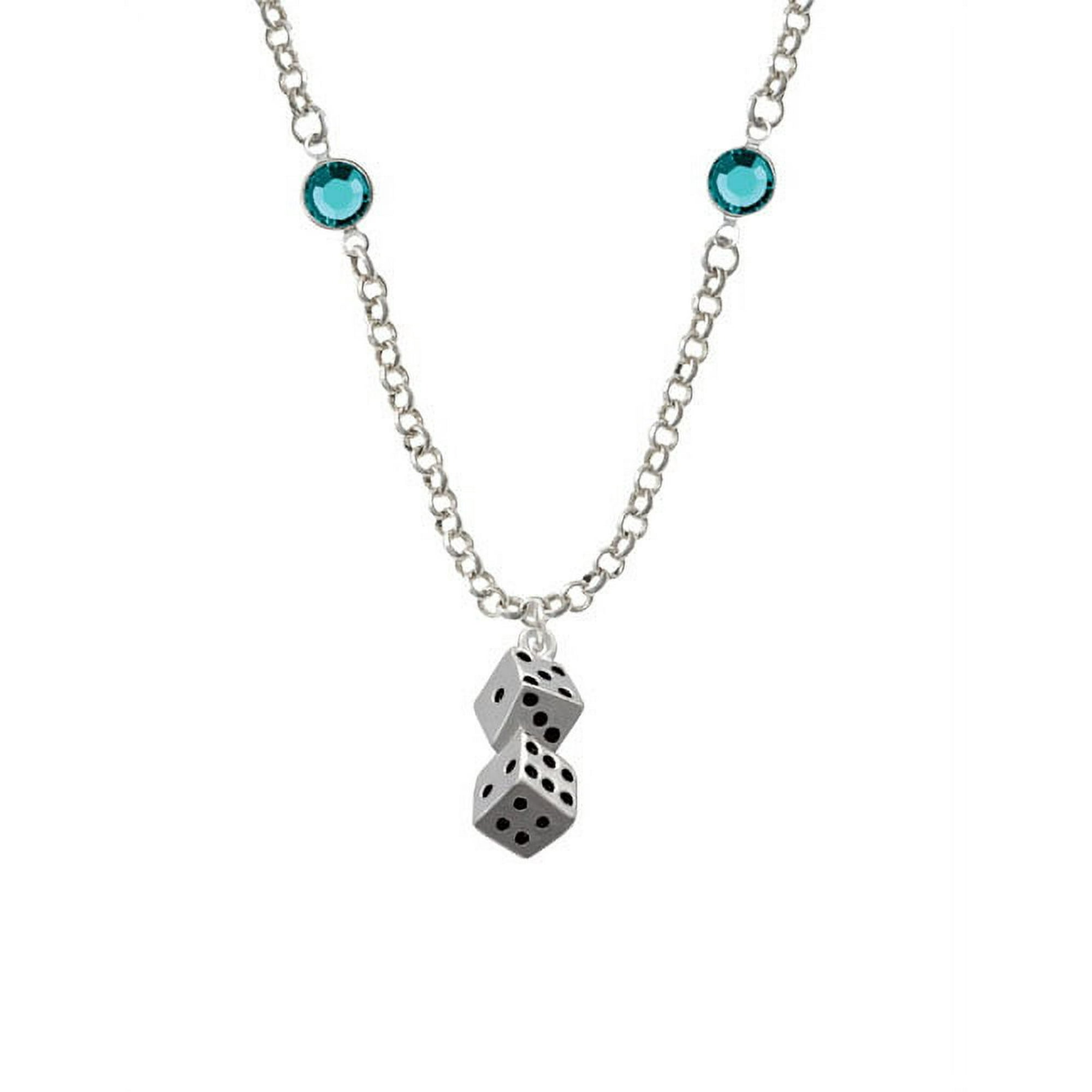 Pair of Dice Teal Crystal Fiona Necklace 